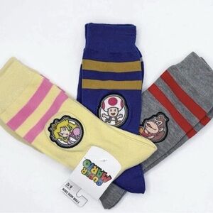 3 Pack Nintendo Crazy Crew Sock Day Set w Princess Peach, Toad & Donkey Kong NEW